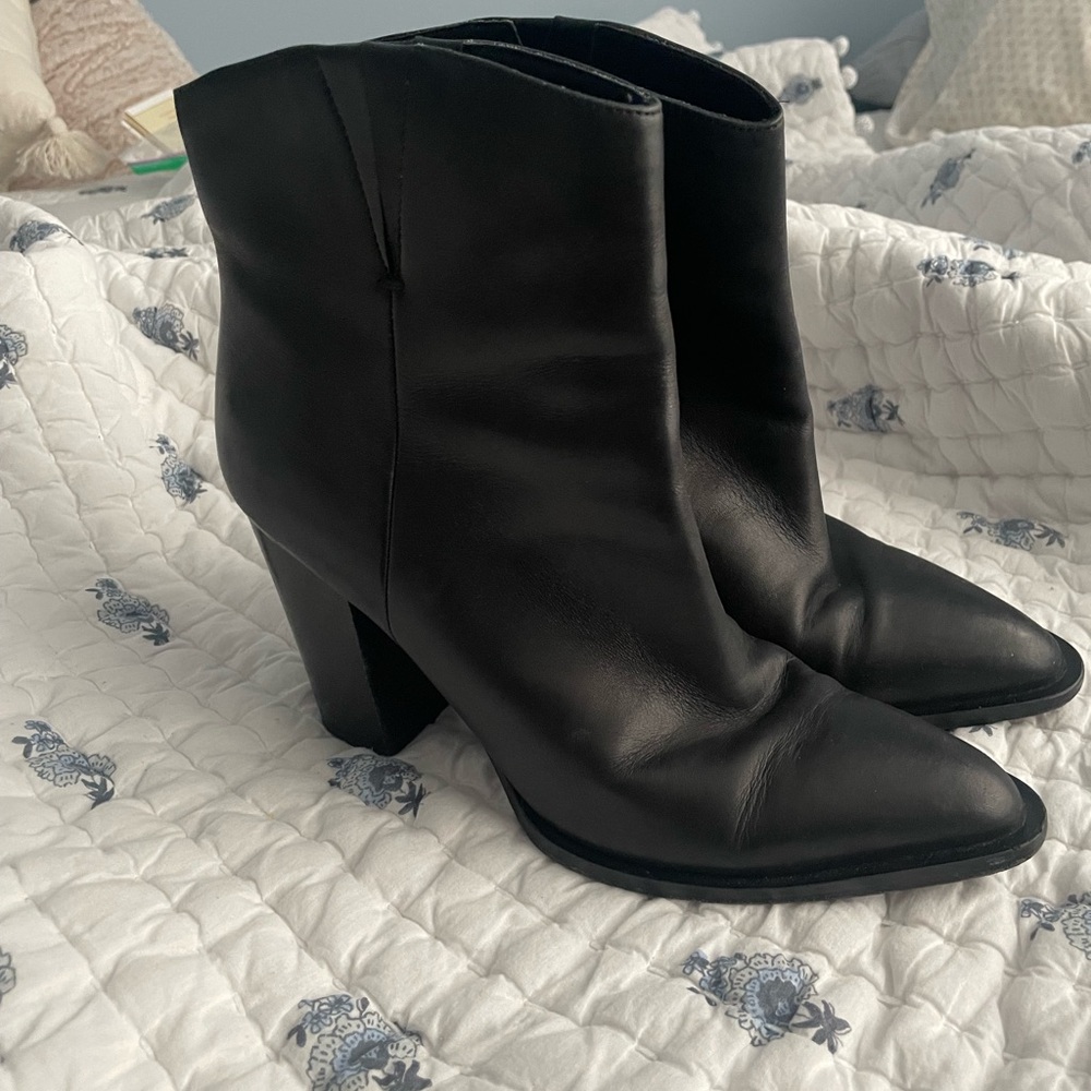 Vince Camuto Sleek Black Heeled Boots with Pointed Toe